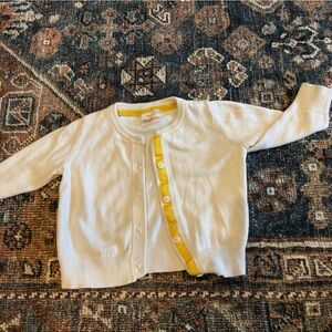 Hanna Andersson Kids White contrast Cardigan with Yellow Accents 3T